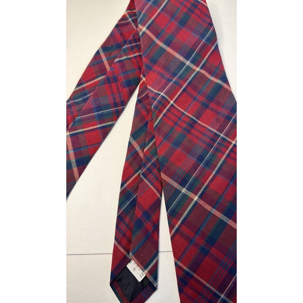 VTG Pendleton Classic Necktie Red Blue Plaid Tartan Men’s Vintage USA Neck Tie - Picture 2 of 6